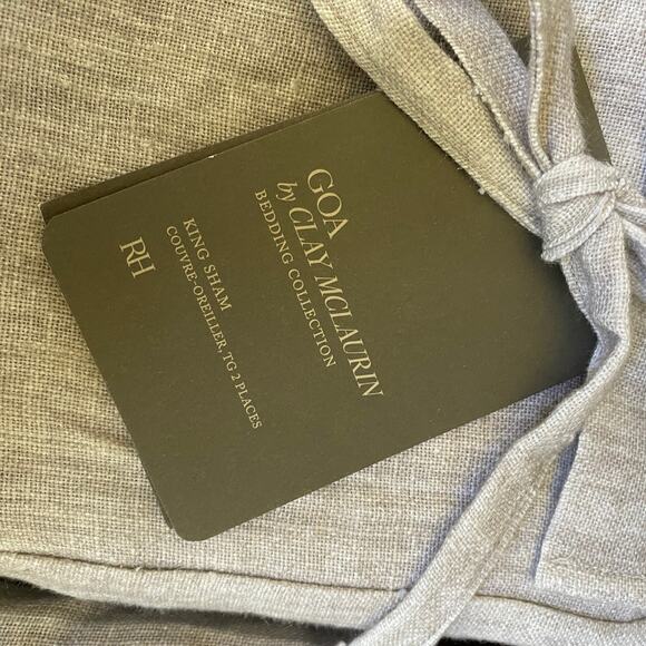 New with Tags 2 Restoration Hardware Linen King GOA Clay McLaurin King Shams Fog - Picture 4 of 5